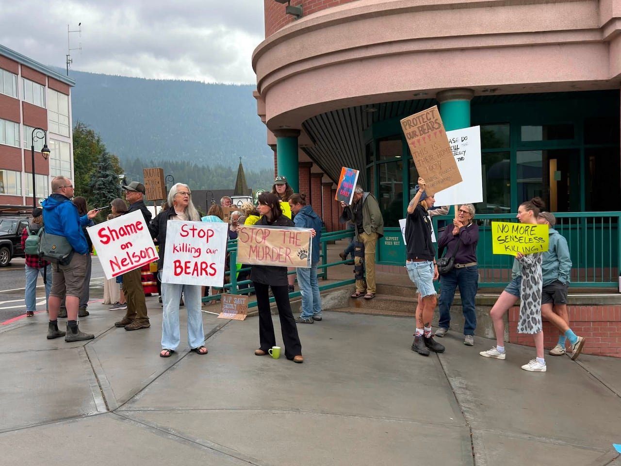 default-122 Protesters gathered in Nelson